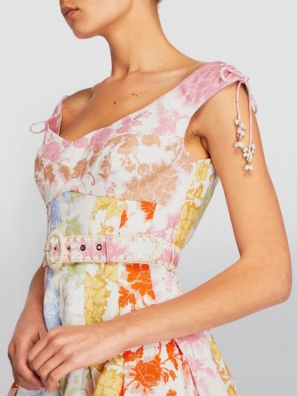 Zimmermann Postcard Spliced Multicolor Off-Shoulder Mini Dress. Size 1/S - Picture 3 of 15